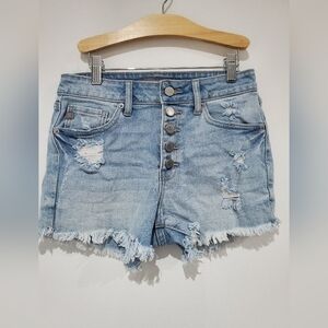 JUST USA distressed Denim Shorts, button fly size Small